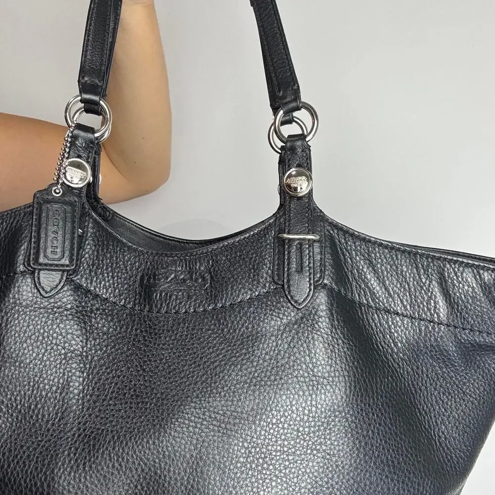 Coach Carly Vintage Y2K Black Pebbled Leather Tote Shoulder Bag